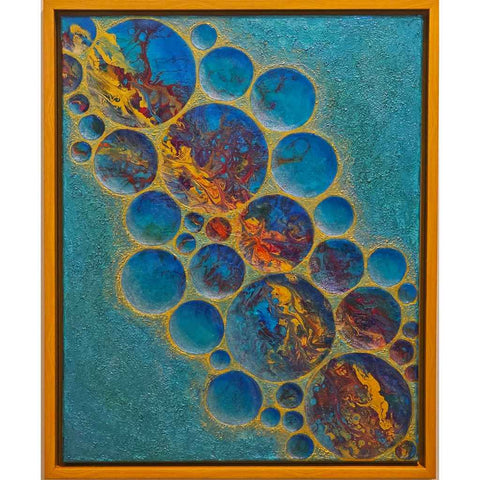 Dreamy Orbs Abstract Mixed Media Painting Buy Now on Artezaar.com Online Art Gallery Dubai UAE