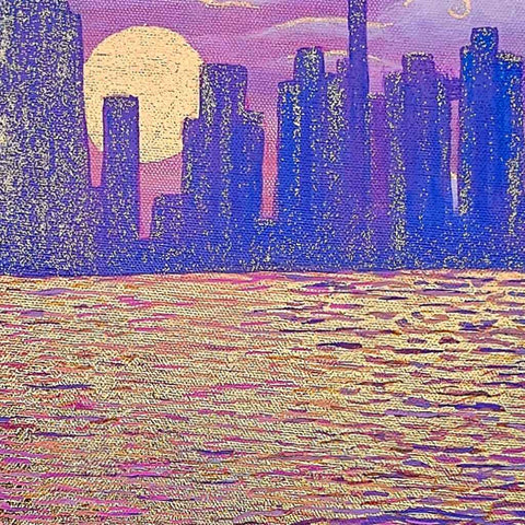 Dubai Golden Sky - Acrylic Painting - Artezaar.com Online Art Gallery