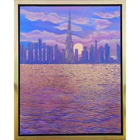 Dubai Golden Sky - Acrylic Painting - Artezaar.com Online Art Gallery