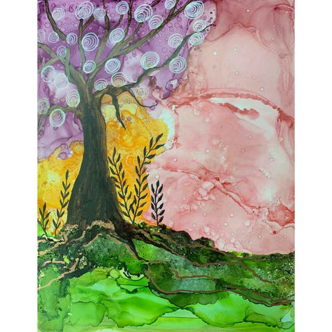 Enchanted Tree - Alcohol Inks Painting - Artezaar.com Online Art Gallery