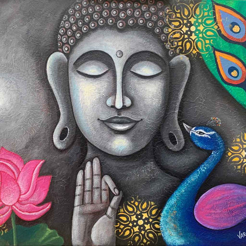 Enlightenment (Lord Buddha) Acrylic Painting Buy Now on Artezaar.com Online Art Gallery Dubai UAE