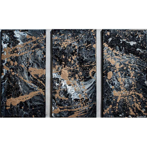 Entropy in Gold (Set of 3) - Fluid Acrylic Painting - Artezaar.com Online Art Gallery