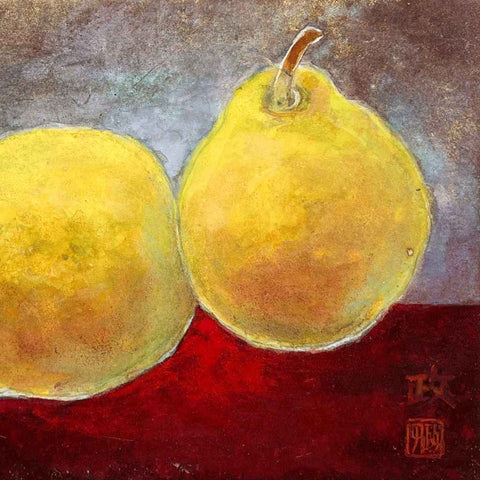 European Pear Mixed Media Painting Buy Now on Artezaar.com Online Art Gallery Dubai UAE