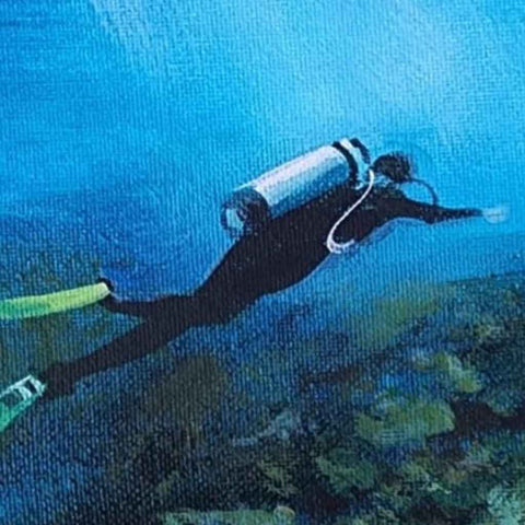 Exploring The Seychelles Reefs Acrylic Painting Buy Now on Artezaar.com Online Art Gallery Dubai UAE