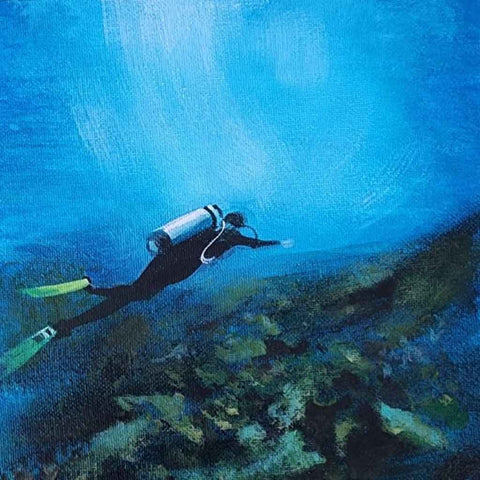 Exploring The Seychelles Reefs Acrylic Painting Buy Now on Artezaar.com Online Art Gallery Dubai UAE