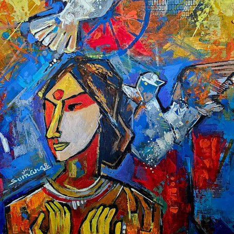 Faith Abstract Mixed media painting Buy Now on Artezaar.com Online Art Gallery Dubai UAE