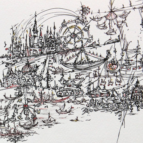 Finding Utopia II Fantasy Sketch Painting Buy Now on Artezaar.com Online Art Gallery Dubai UAE