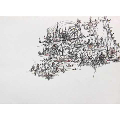 Finding Utopia II Fantasy Sketch Painting Buy Now on Artezaar.com Online Art Gallery Dubai UAE