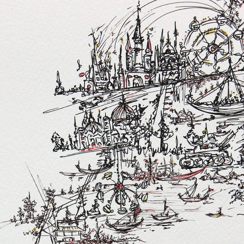 Finding Utopia II Fantasy Sketch Painting Buy Now on Artezaar.com Online Art Gallery Dubai UAE