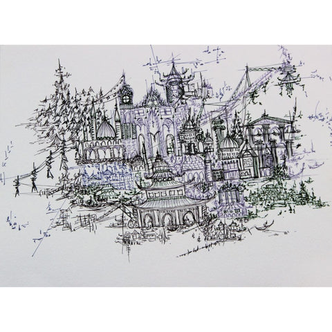 Finding Utopia V Fantasy Sketch Painting Buy Now on Artezaar.com Online Art Gallery Dubai UAE