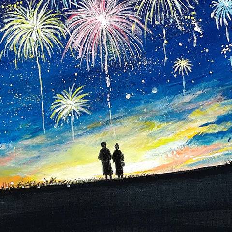 Fireworks Reunion - Acrylic Painting - Artezaar.com Online Art Gallery