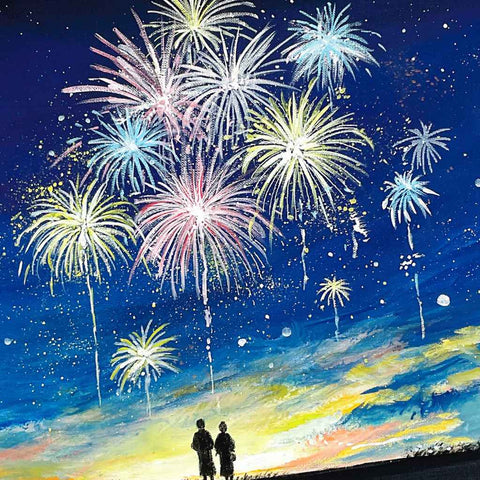 Fireworks Reunion - Acrylic Painting - Artezaar.com Online Art Gallery