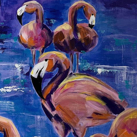 Flamingo Waltz - Acrylic Painting - Artezaar.com Online Art Gallery