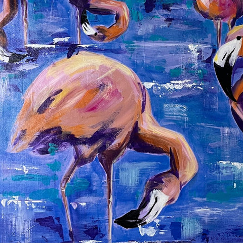Flamingo Waltz - Acrylic Painting - Artezaar.com Online Art Gallery