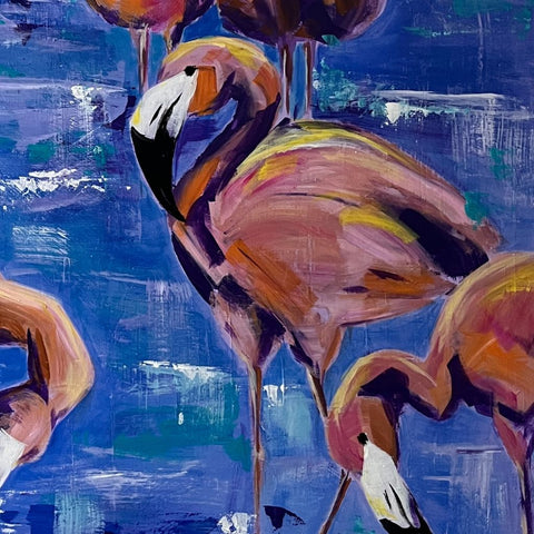 Flamingo Waltz - Acrylic Painting - Artezaar.com Online Art Gallery