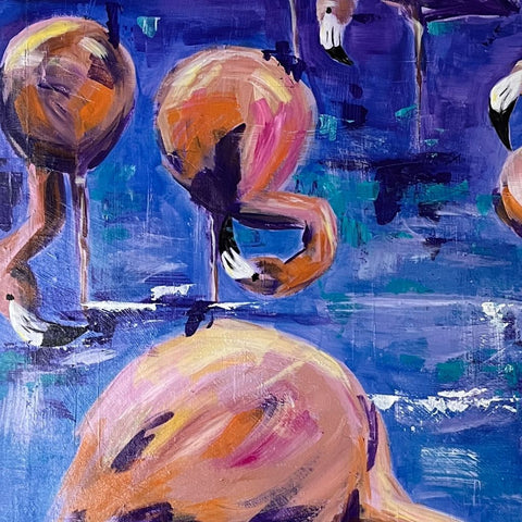 Flamingo Waltz - Acrylic Painting - Artezaar.com Online Art Gallery