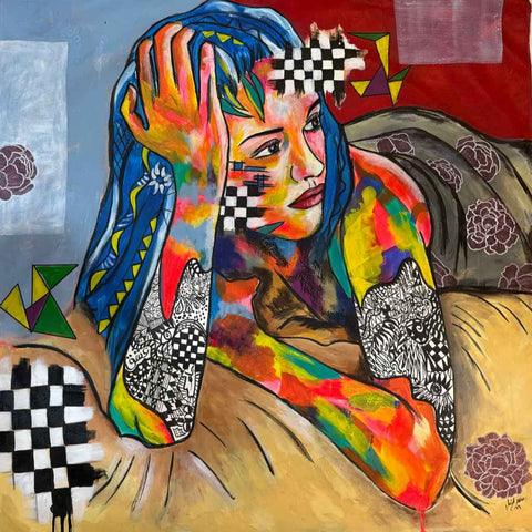 Fragments II Mixed Media Painting Buy Now on Artezaar.com Online Art Gallery Dubai UAE