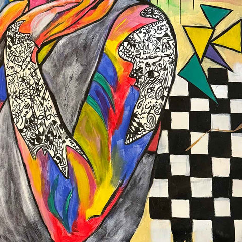 Fragments Mixed Media Painting Buy Now on Artezaar.com Online Art Gallery Dubai UAE