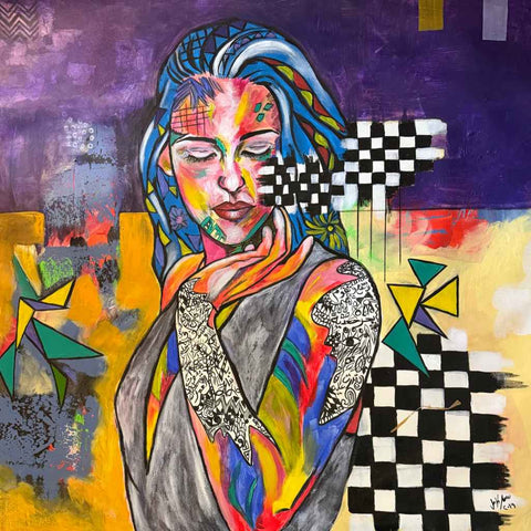 Fragments Mixed Media Painting Buy Now on Artezaar.com Online Art Gallery Dubai UAE