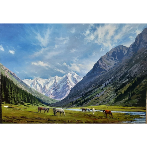 Freedom At The Snow Peak - Oil Painting - Artezaar.com Online Art Gallery