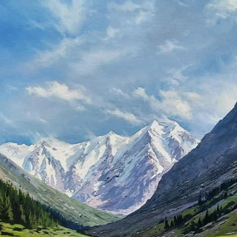 Freedom At The Snow Peak - Oil Painting - Artezaar.com Online Art Gallery