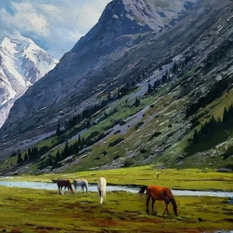 Freedom At The Snow Peak - Oil Painting - Artezaar.com Online Art Gallery