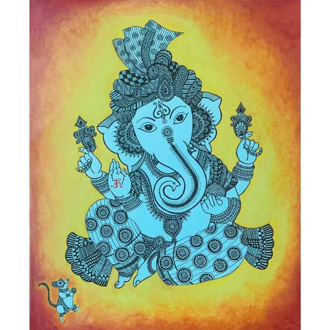 Ganesha For Good Luck And Prosperity Mixed Media Painting Buy Now on Artezaar.com Online Art Gallery Dubai UAE