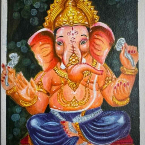 Ganesha, lord of beginnings Fine Acrylic painting Buy Now on Artezaar.com Online Art Gallery Dubai UAE