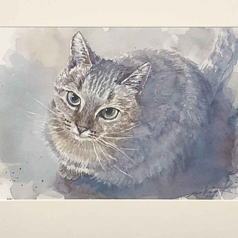 Gazing Intently - Watercolor Painting - Artezaar.com Online Art Gallery