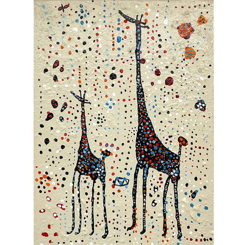 Giraffe Parent and Child Fancy Rhythm - Abstract Acrylic Painting - Buy Paintings, artworks and décor accessories on Artezaar.com Online Art Gallery in Dubai UAE