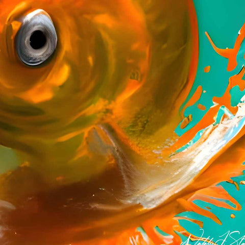 Glimmering gills - The golden fish serenade Digital art Buy Now on Artezaar.com Online Art Gallery Dubai UAE