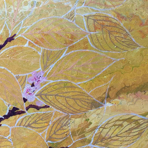Gold Nightingale Abstract Acrylic Painting Buy Now on Artezaar.com Online Art Gallery Dubai UAE