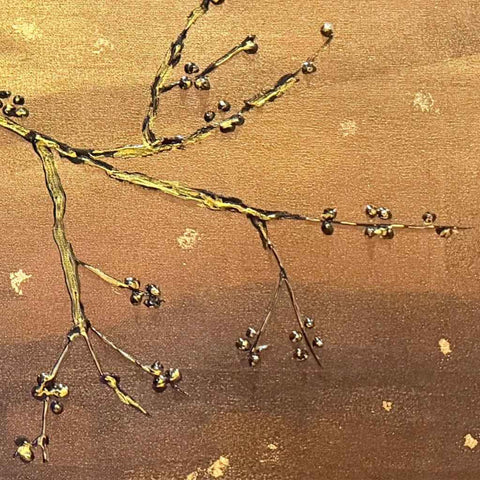 Golden Blossoms Mixed Media Painting Buy Now on Artezaar.com Online Art Gallery Dubai UAE