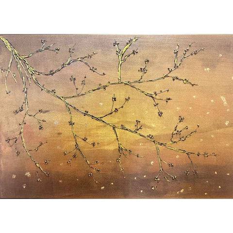 Golden Blossoms Mixed Media Painting Buy Now on Artezaar.com Online Art Gallery Dubai UAE