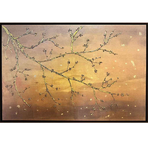 Golden Blossoms Mixed Media Painting Buy Now on Artezaar.com Online Art Gallery Dubai UAE