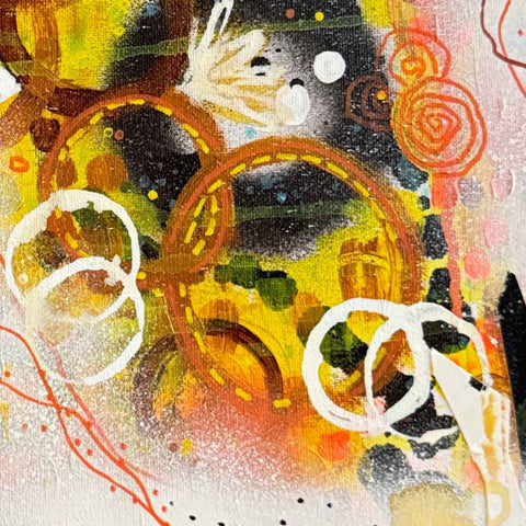 Golden Pulse Mixed Media Painting Buy Now on Artezaar.com Online Art Gallery Dubai UAE