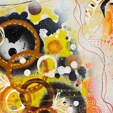 Golden Pulse Mixed Media Painting Buy Now on Artezaar.com Online Art Gallery Dubai UAE