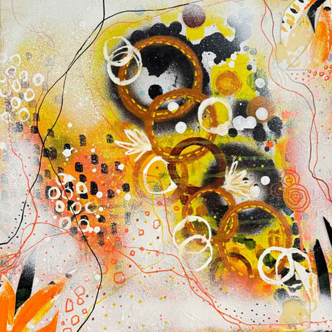 Golden Pulse Mixed Media Painting Buy Now on Artezaar.com Online Art Gallery Dubai UAE