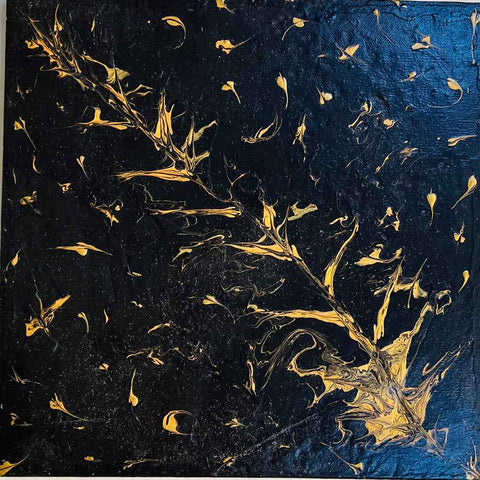 Golden Feather Abstract Acrylic Painting Buy Now on Artezaar.com Online Art Gallery Dubai UAE