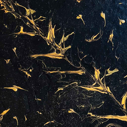 Golden Feather Abstract Acrylic Painting Buy Now on Artezaar.com Online Art Gallery Dubai UAE