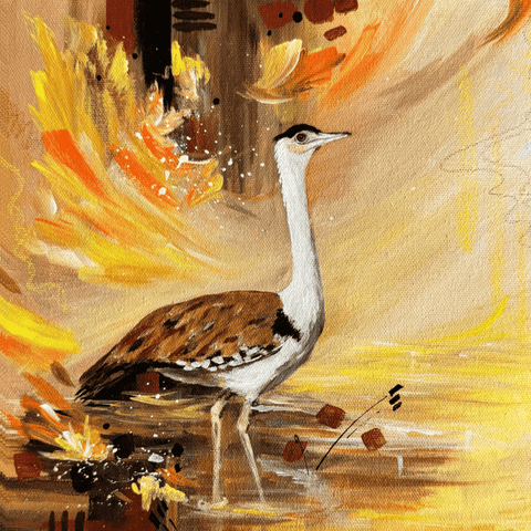 Great Indian Bustard - Mixed Media - Artezaar.com Online Art Gallery