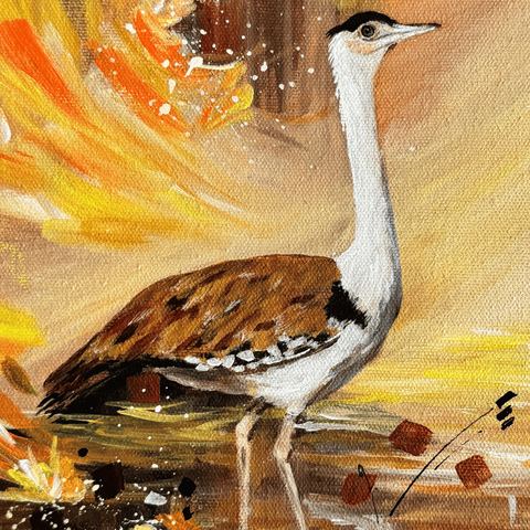 Great Indian Bustard - Mixed Media - Artezaar.com Online Art Gallery