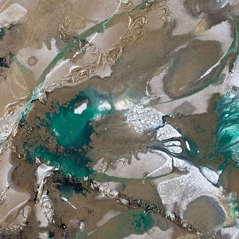 Green Golden Motion Acrylic Painting Buy Now on Artezaar.com Online Art Gallery Dubai UAE