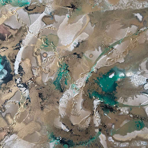 Green Golden Motion Acrylic Painting Buy Now on Artezaar.com Online Art Gallery Dubai UAE