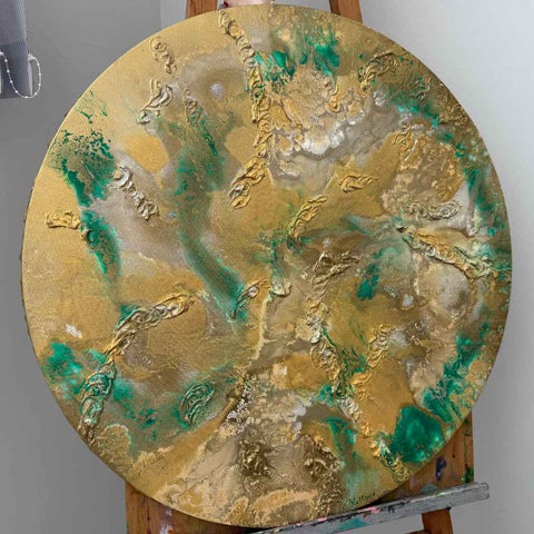 Green Golden Motion II Acrylic Painting Buy Now on Artezaar.com Online Art Gallery Dubai UAE