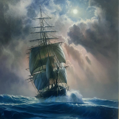 Guided By Moonlight - Oil Painting - Artezaar.com Online Art Gallery