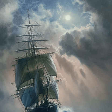 Guided By Moonlight - Oil Painting - Artezaar.com Online Art Gallery