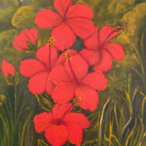 Hibiscus Blooms - Acrylic Painting - Artezaar.com Online Art Gallery