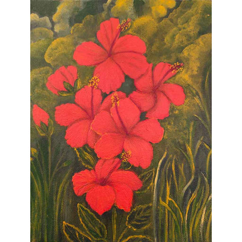 Hibiscus Blooms - Acrylic Painting - Artezaar.com Online Art Gallery