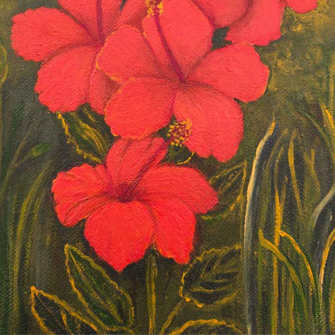 Hibiscus Blooms - Acrylic Painting - Artezaar.com Online Art Gallery